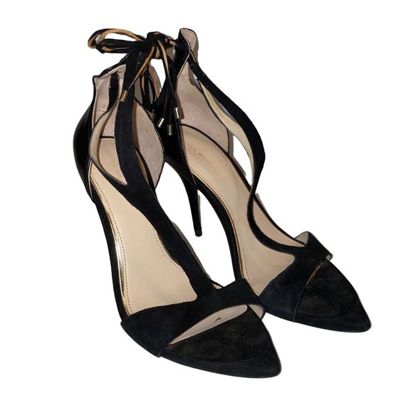 Zara Woman Shoes - Zara Womens Black Suede Leather Pointed Toe Strappy Heels, Size 36